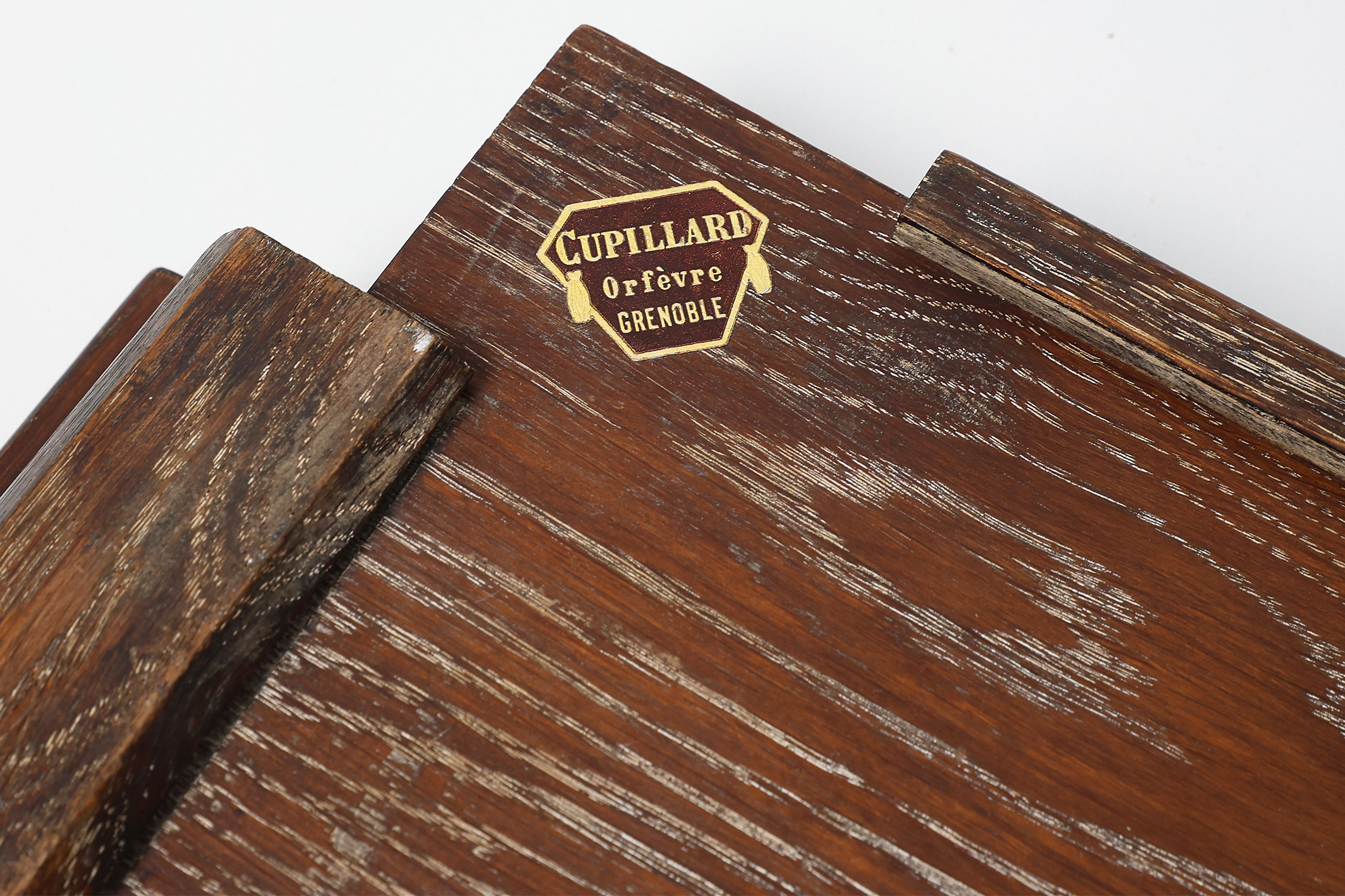 French Art Deco Cerused Oak Serving Tray with Raised Handles, 1920sthumbnail